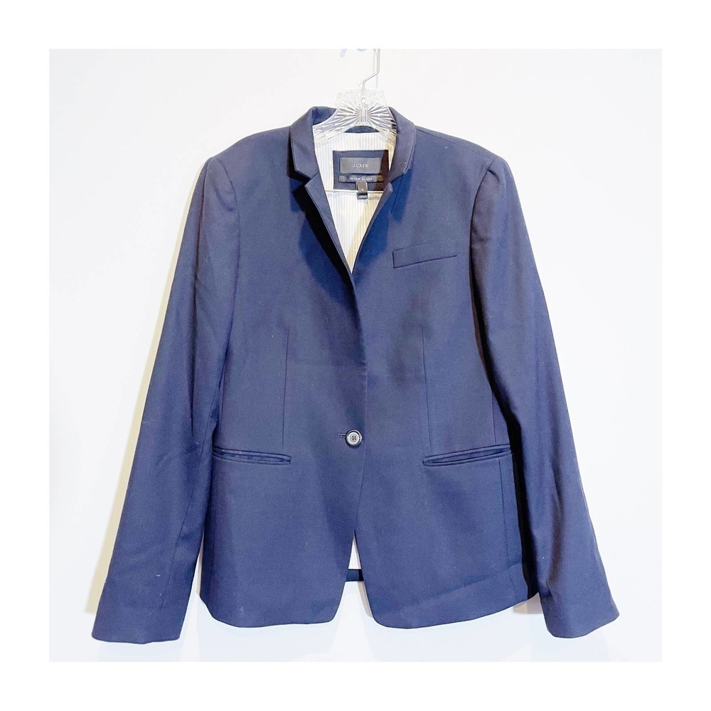 J. Crew Regent One Button Wool Blazer Deep Navy SZ8